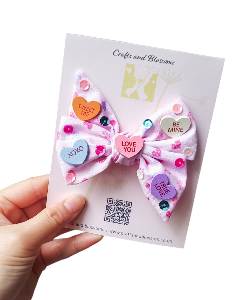 Conversation Hearts Pinwheel Bow