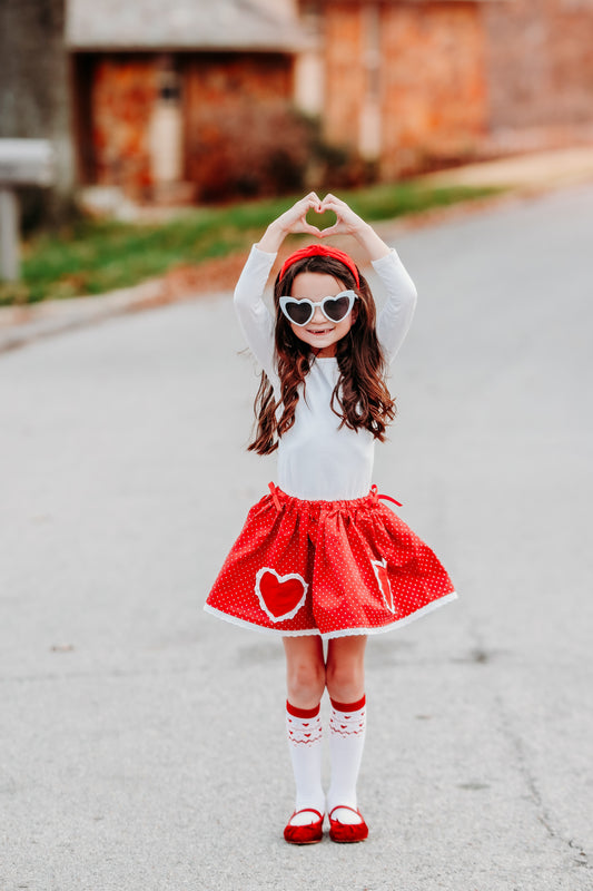 Red Heart Skirt with Pockets