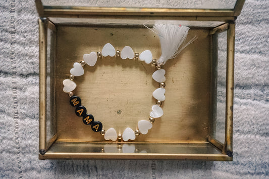 Mama Mother of Pearl Heart Bracelet